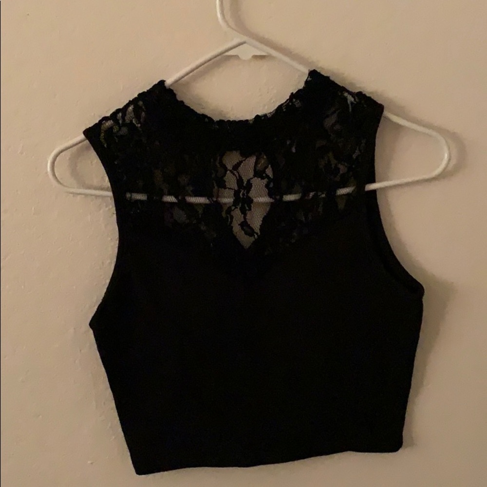 Black lace crop top